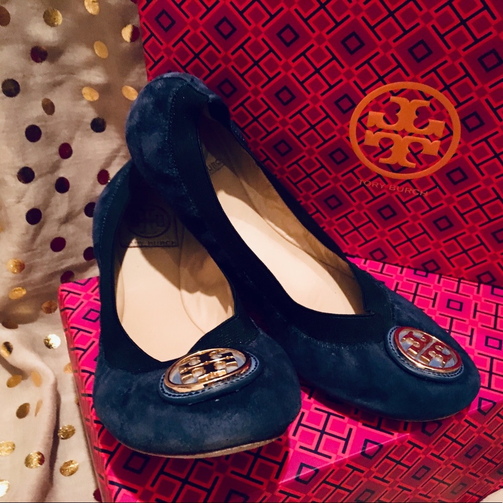 Tory Burch Caroline Blue Suede Flat